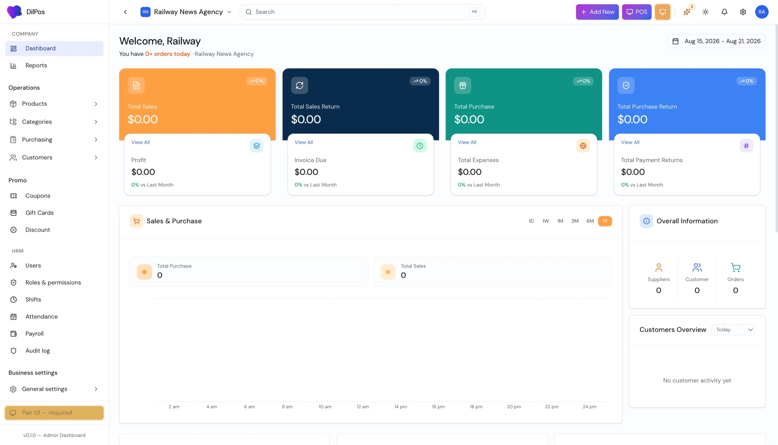Multi-tenant store admin dashboard with tenant switcher